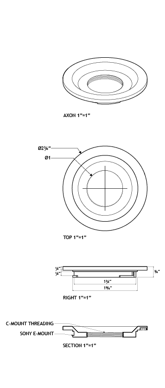 Custom 3D Printed C-Mount to Sony E-Mount Adaptor